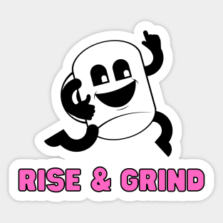 Rise & Grind Coffee Cup Cartoon, Pink Sticker